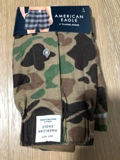 NWT Mens S, M, L   Army Camo American Eagle flannel pocket boxer short underwear