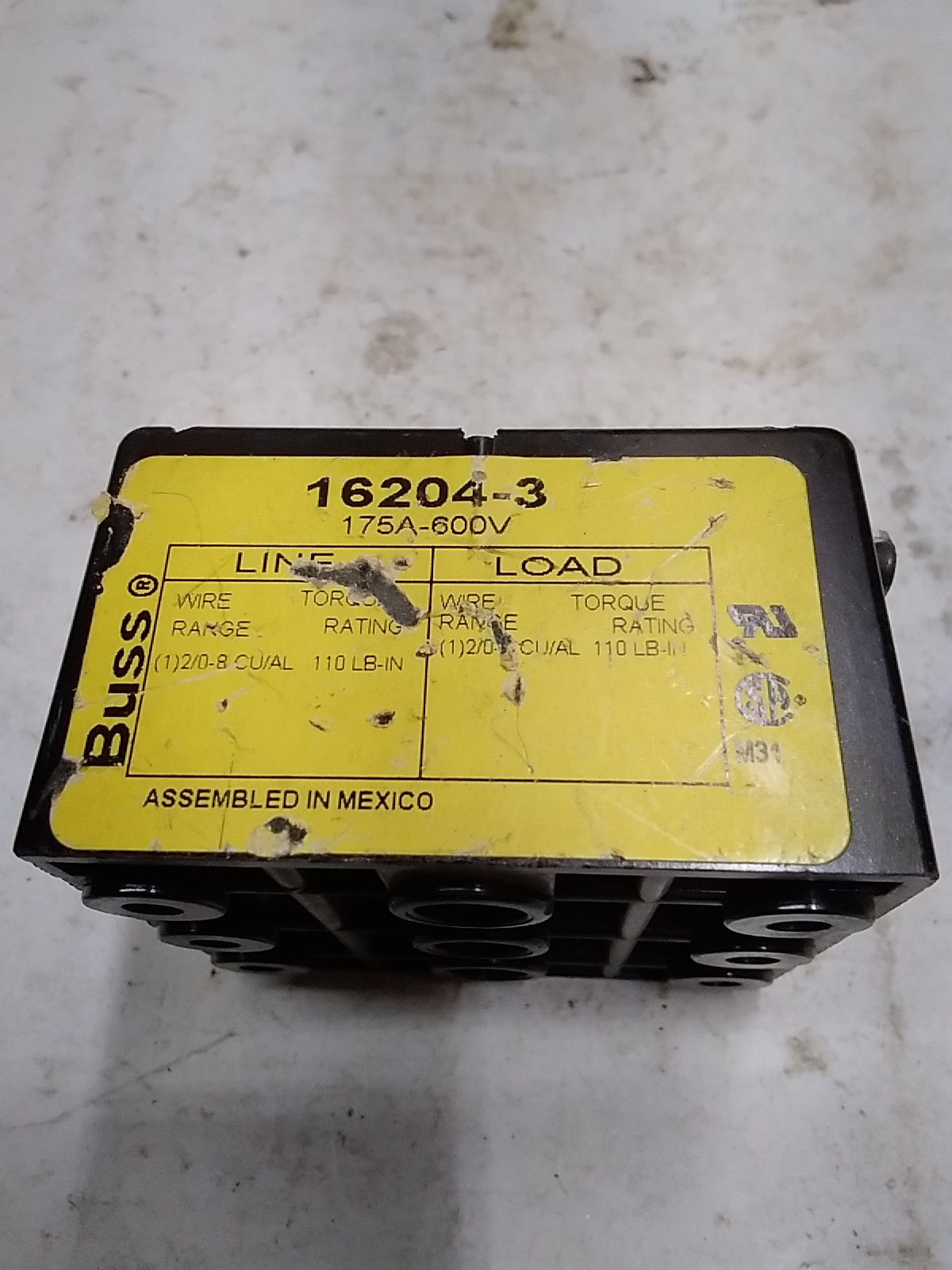 Buss 16204-3 Power Block 175A-600V 