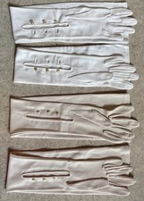 Set of 2 Vintage Ladies Women  s Long Ivory White Opera Gloves 1950s 1960s Nice 