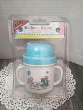 VTG ZAK DESIGNS BALLOON BEARS DOUBLRHANDLR POP-OUT STRAW TODLER TRAINING CUP NEW