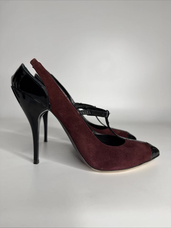 Oscar de la Renta Fedra T 形带麂皮绒专利泵 尺寸 38.5 — 第 2/4 张图片