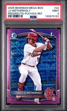 2025 JJ Wetherholt 1st Bowman Chrome Fuscia Mega Mojo Refractor /299 PSA 9 POP 1