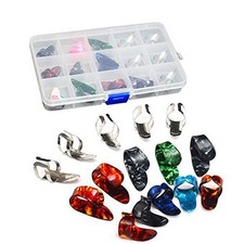 15-Piece Metal Finger Thumb Pick Set for Guitar Banjo with Storage Case