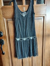 Beautiful H&M Black Beaded Flapper Style Dress-Size Small