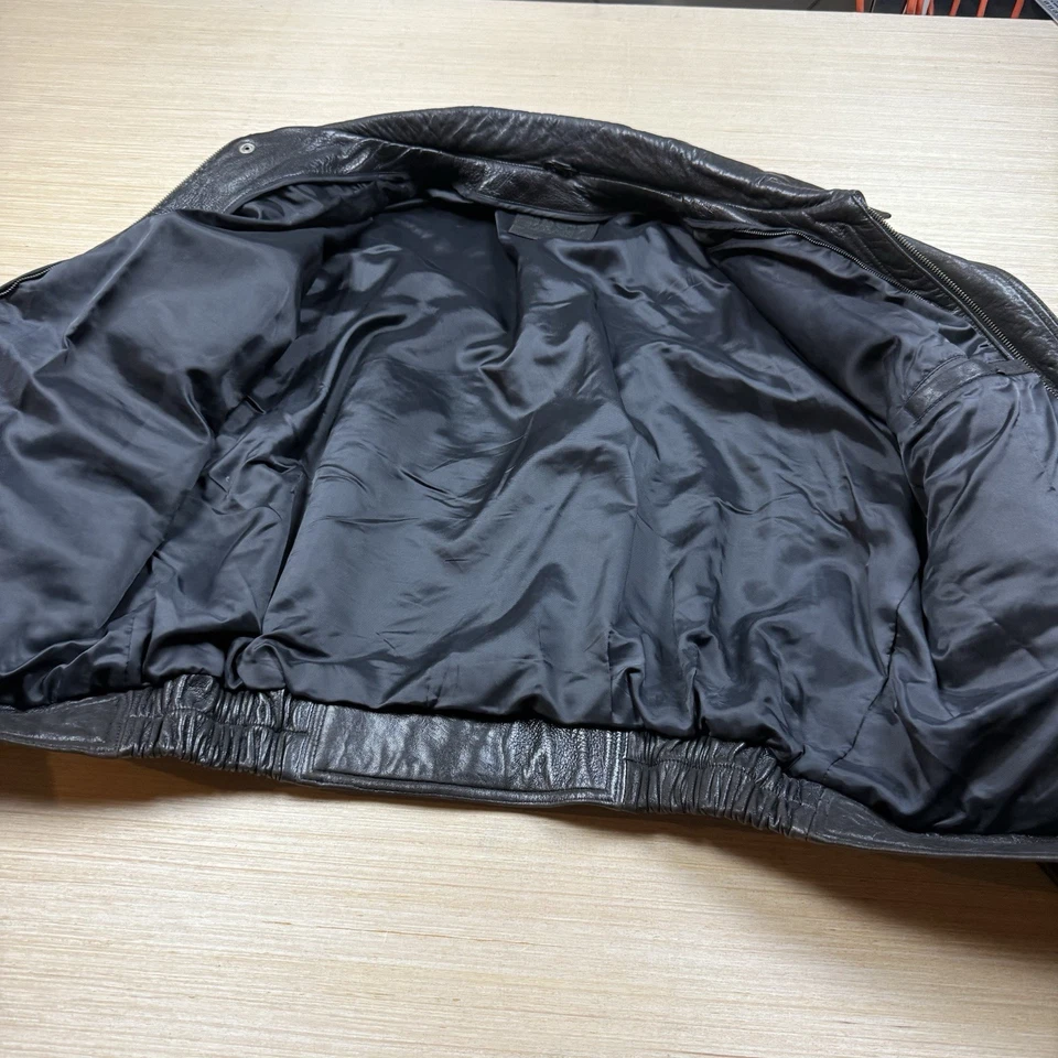 Chaqueta de cuero vintage bombardero A2 años 90 80 aviador vuelo equipo de campo grande Foto 2 de 4