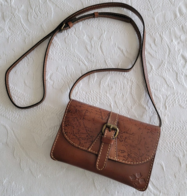 Patricia Nash Torri Leather Crossbody Purse Signature Map Riot Rust