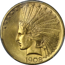 1908-P Indian Gold $10 w/ Motto PCGS MS62 Great Eye Appeal Strong Strike