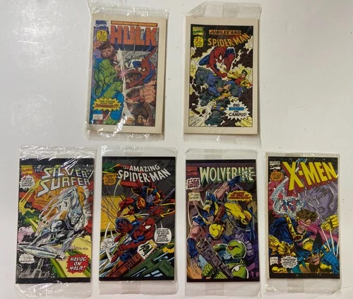 Vintage 1993 Drakes Cakes Mini Marvel Comics Lot Spiderman, Hulk, Silver Surfer