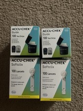 2x100 ACCU-CHEK GUIDE TEST STRIPS, 2x100 Lancets, NEW Unopened Boxes