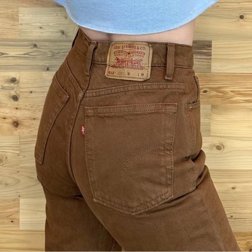 Vintage Levi's 551 Jeans taper leg brown Womens SIZE 690s Y2K MADE IN USA