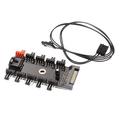 4Pin PWM Cooler Fan HUB Splitter 1 To 10 Extension SATA Power Supply Splitter B