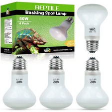 4 Pack 50W Reptile Heat Lamp Bulb 2nd Gen , Amphibian Basking Light Bulb, Re...