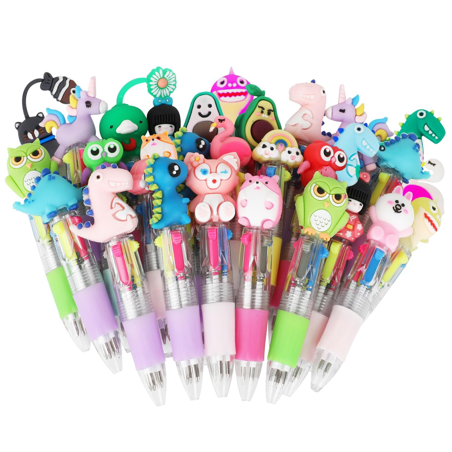 SULOLI 30 Pezzi Penne Multicolore Bambini,Penne a Sfera a 4 (P3W)