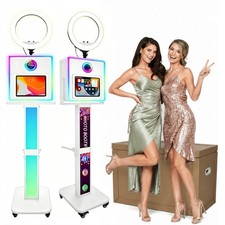Portable Selfie Photo Booth Kiosk with RGB Ring Light for iPad DSLR Camera