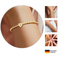 Gold Armband Damen Edelstahl 18K personalisiert mit Buchstaben, verstellbar, ...