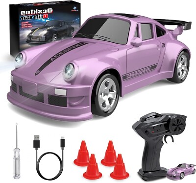 Voiture Télécommandée Drift 1:43 - 4WD, Gyroscope, LED, 15 Km/h - Mini RC Drift Car - Pour Ados Et Adultes (Bleu) - 5