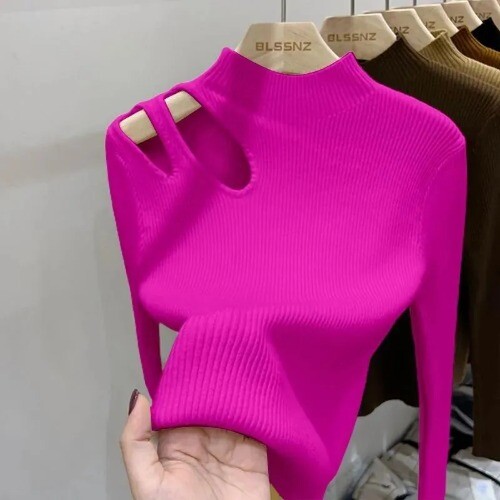 Turtleneck Knitted Women Sweater Ribbed Pullovers Winter Basic Women Sweater - Bild 14 von 21