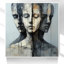 Leinwand Bild Menschen Gesicht Abstrakt Gemälde Wandbilder Wohnzimmer 7365