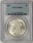 1887 Morgan Dollar $1 MS 64 PCGS