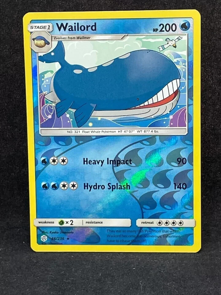 Wailord 46/236 Sm-Cosmic Eclipse Reverse Holo Rare LP