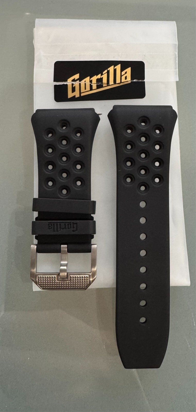 Gorilla Watch Monochrone Rubber Strap Viton Black + Titanium Buckle