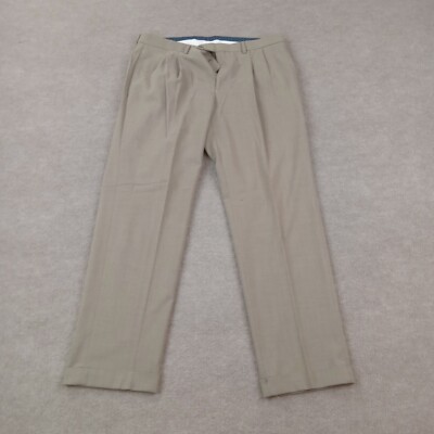 Lauren Ralph Lauren Dress Pants Mens 34x30 Brown Stretch Straight Pleated Career