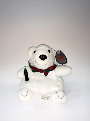 Vintage 1997 Coca-Cola Bean Bag Plush Polar Bear w/Red&Green bowtie Collectable