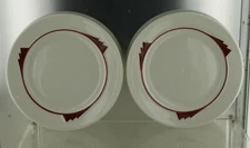 (2) Vintage Homer Laughlin Ameriwhite Milford Silhouette Maroon 7 3/8" Plate NOS