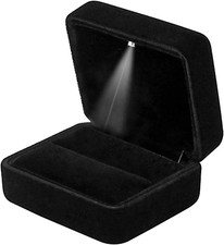 Velvet Ring Box with LED Light Jewelry Display Gift Box for Proposal,Engagement