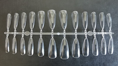 120 Press On Tips Almond long Mandel klar Fullcover Nails lang 12 Größen