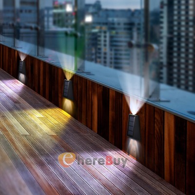 2/4X LED Solar Deck Lights Outdoor Garden Yard Fence Steps Wall Xmas Decor Lamp