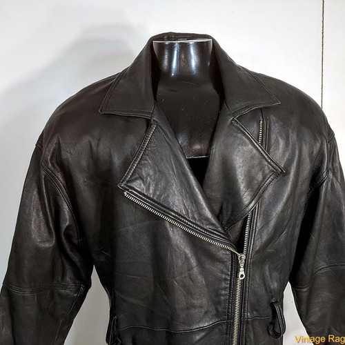 4 EVER Chaqueta de Motociclista de Piel de Cordero para Mujer Talla M Negra con Delineador - Imagen 2 de 6