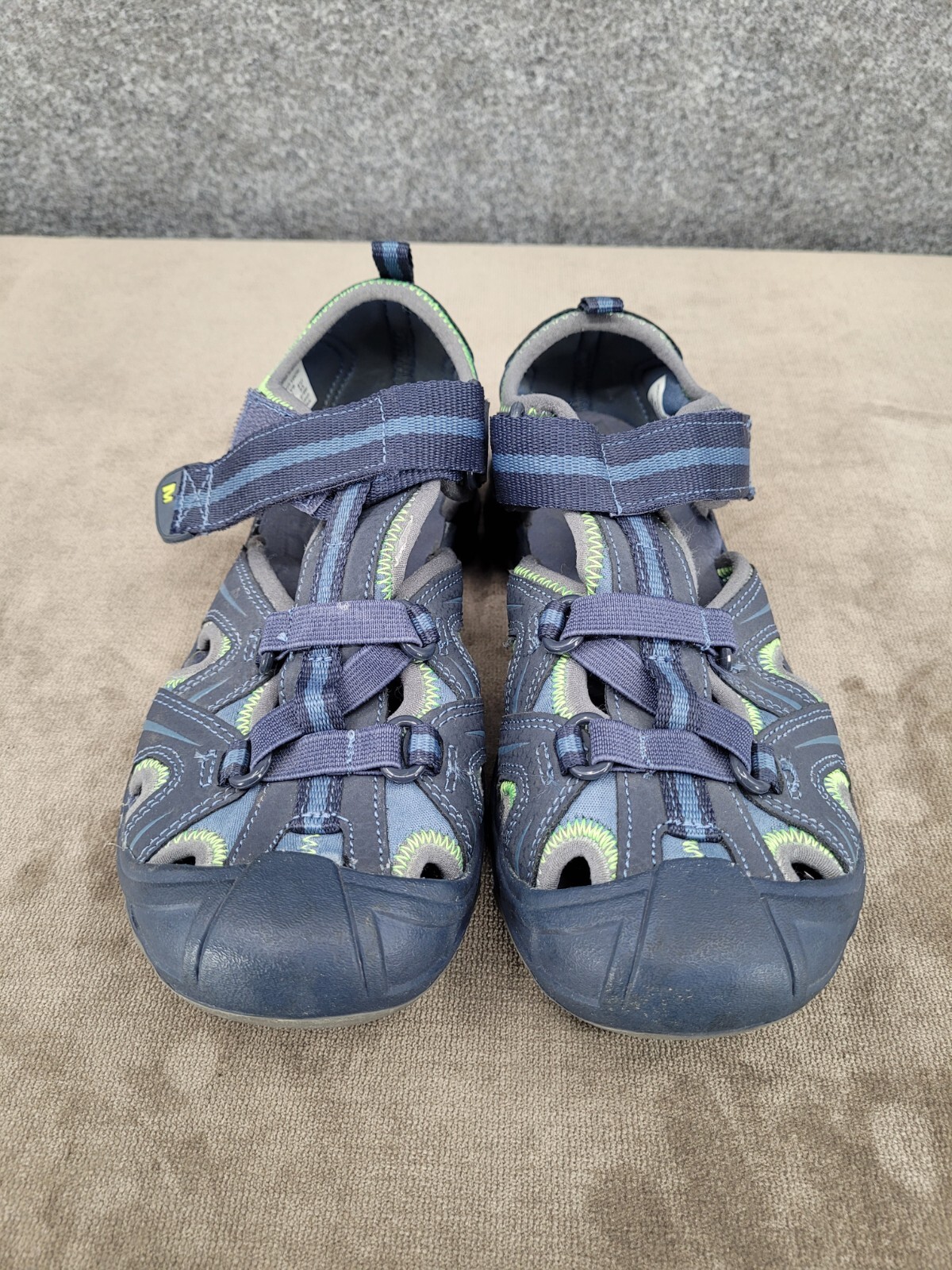 Sandali Merrell Hydro Hiker ragazzi 2 M punta berretta gancio e anello in pelle blu tessuto