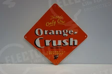 ORANGE CRUSH DIE CUT STEEL ENAMEL SIGN 12" HIGH BY 12" WIDE