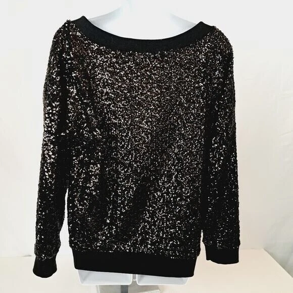 Sudadera Ella Moss Negra Tonal Lentejuelas Cuello Redondo Foto 4 de 4