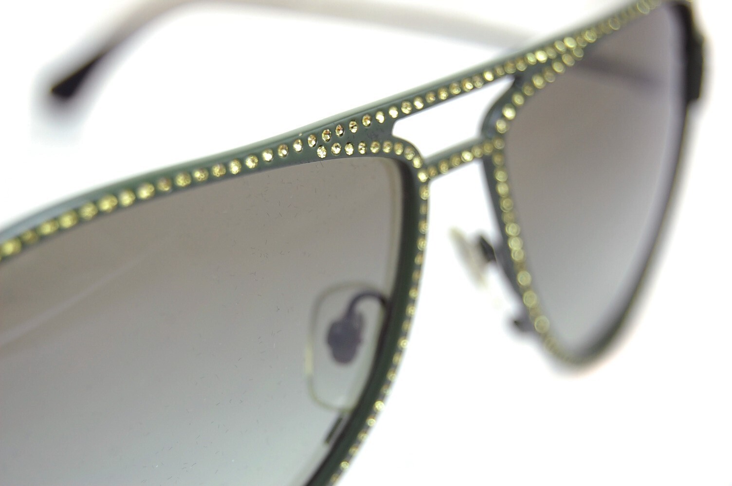 VERSACE 2171B 1392/8E Women Large DIAMANTE Pilot Sunglasses Military Green RARE! image 9