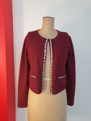 WANKO F Cardigan Jacket Bolero Dark Red Crystals M-L UK