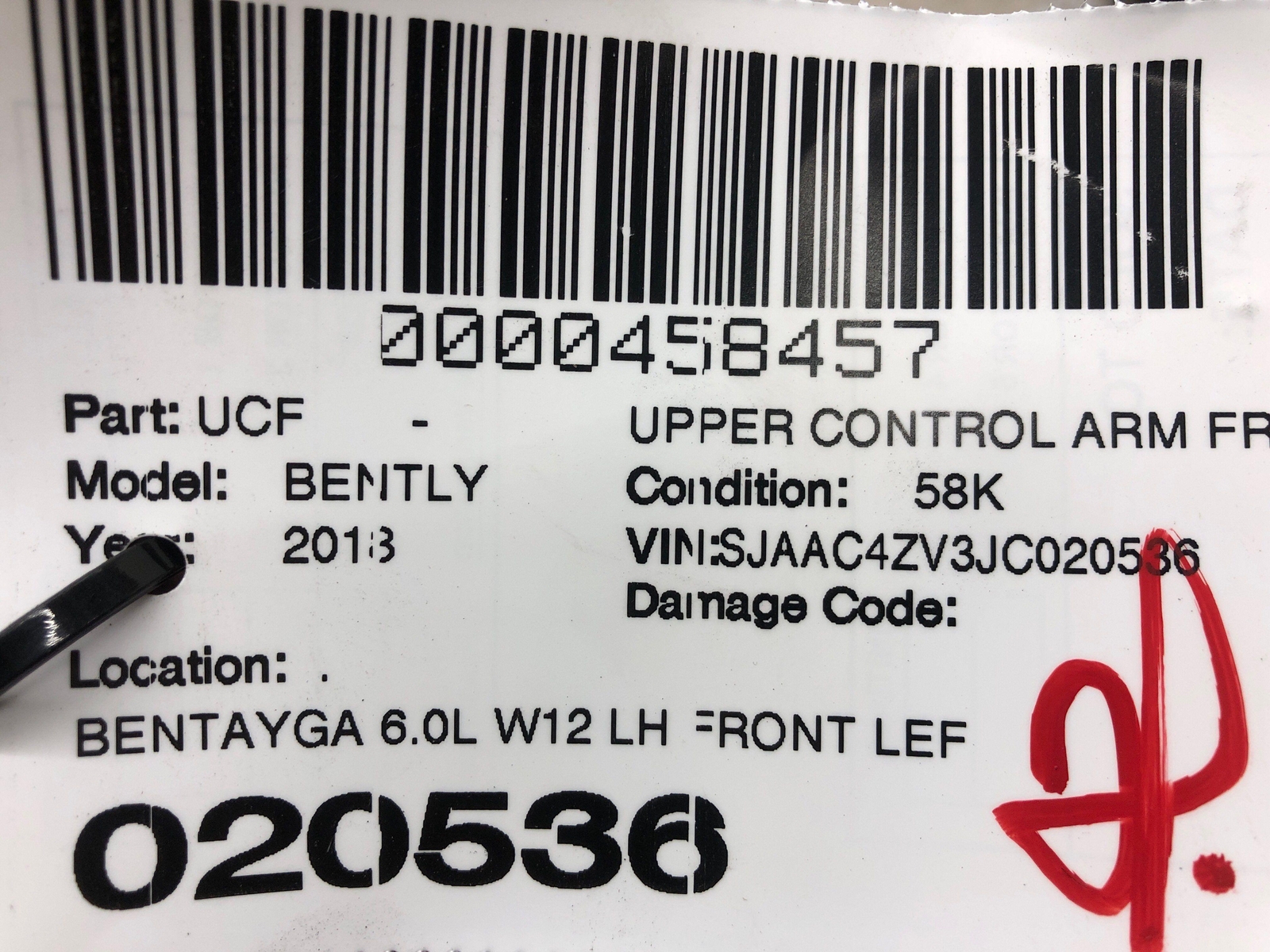 2016-2020 BENTLEY BENTAYGA FRONT LEFT UPPER FORWARD & REARWARD CONTROL ARM SET