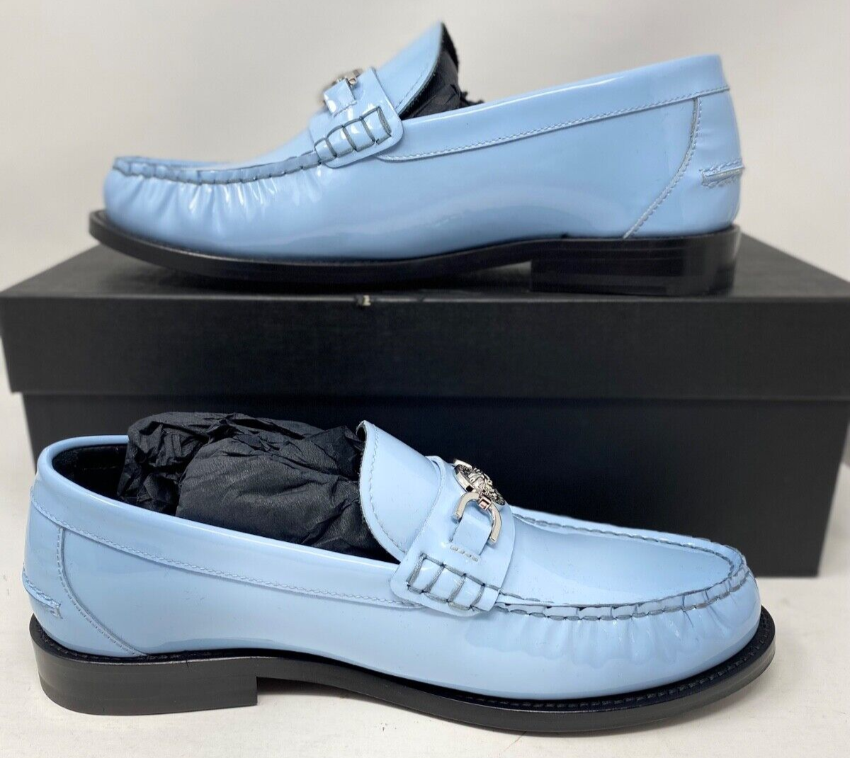 $775 Mens VERSACE Medusa 95 Logo Leather Drivers Loafers 