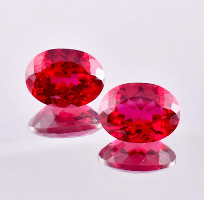 1 Pair 8x12 MM Natural Mozambique Blood Red Ruby Oval Cut Loose Gem Certified