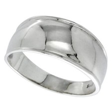 High Polish Solid Real Sterling Silver Domed Wedding Shinny Band Ring 5/16" Wide