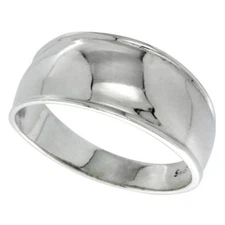 High Polish Solid Real Sterling Silver Domed Wedding Shinny Band Ring 5/16" Wide