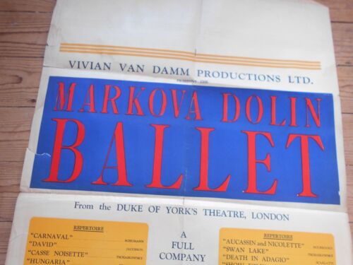 Vintage Theatre poster Duke of yorks london Markova and Anton Dolin Ballet 1940s - 第 2/4 張圖片