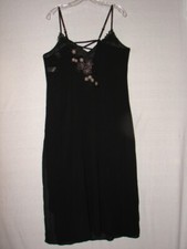 VTG Sheer Linea Donatella Gown Nightgown Black size Large Embroidered w/ lace