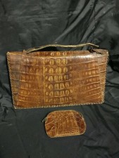 Vintage Genuine Leather Alligator Clutch  Change Purse