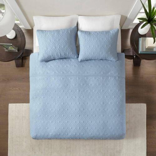 Madison Park Coverlet Set 104" x 94" King/Cal King PolyesterFlora Blue 3-Piece - Picture 2 of 8