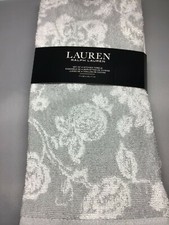 LAUREN RALPH LAUREN 4 KITCHEN TOWELS GRAY FLORAL PLAID STRIPE 100 COTTON NWT