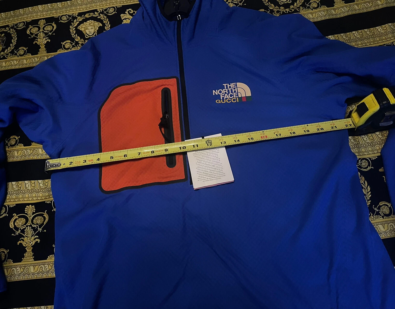 Nuova giacca con cappuccio pullover 100% autentica Gucci x The North Face blu pile L
