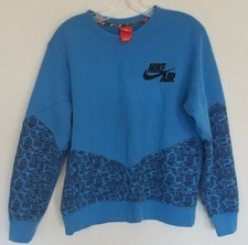 Nike Air Blue Sweater Pullover Medium youth Aztec geometric shape red tag spot