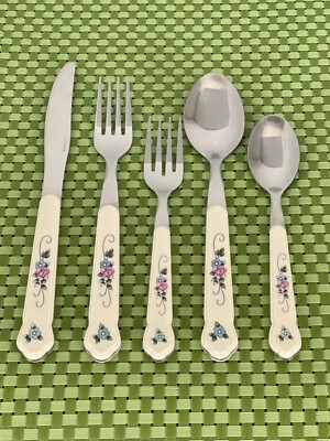 Pfaltzgraff TEA ROSE Stainless Glossy Taiwan Colored Flatware SMART CHOICE B142V